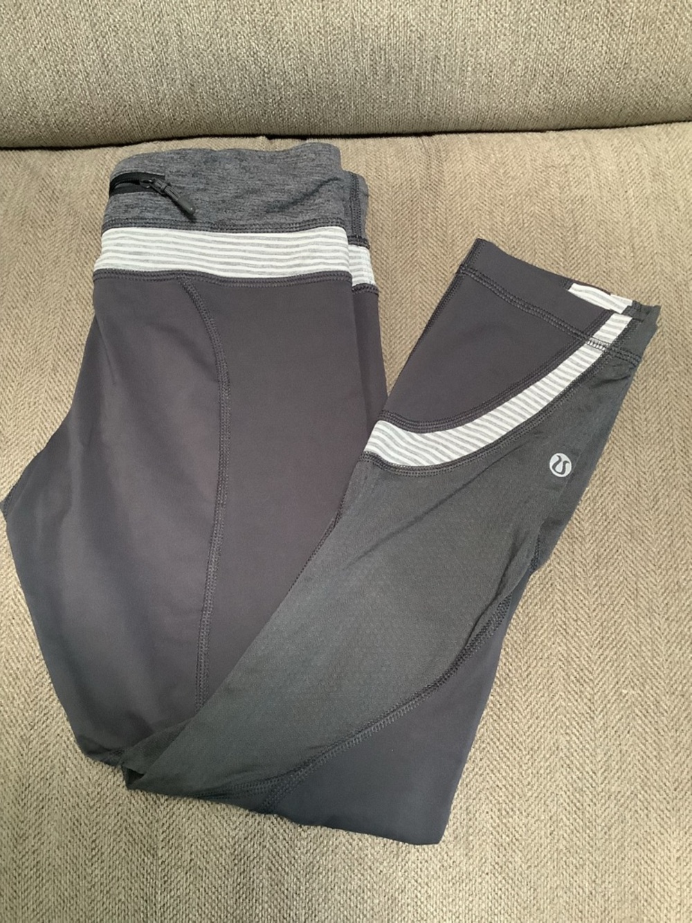 lululemon athletica Dark Gray Leggings with Light Gray Stripe